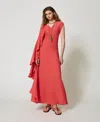 Twinset Robe Longue « Vulcano » En Crêpe Georgette In Red