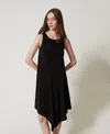 Twinset Robe Midi Asymétrique In Black