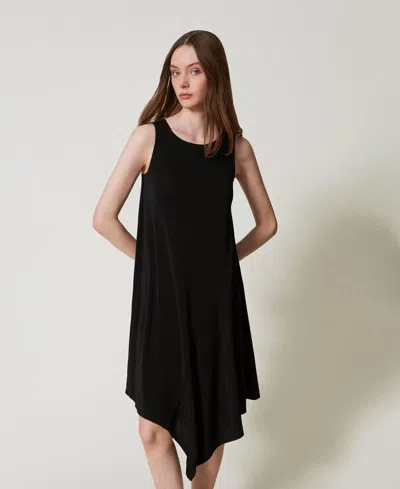 Twinset Robe Midi Asymétrique In Black