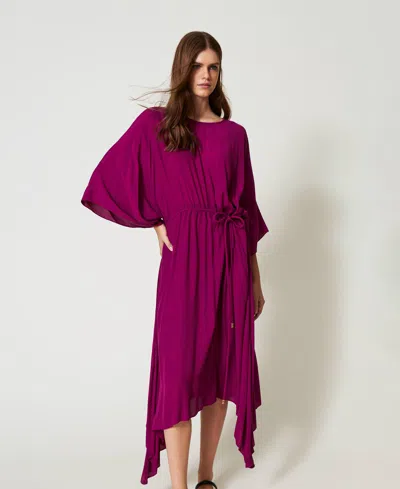 Twinset Robe Midi Avec Cordon De Serrage In Pink