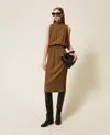 Twinset Robe Midi En Crêpe De Chine In Brown