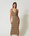 Twinset Twin-set Zigzag Pattern Midi Dress In Multi