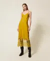 Twinset Robe Midi En Satin Et Dentelle In Multi