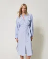 Twinset Robe Midi Rayée Avec Ceinture In Multi