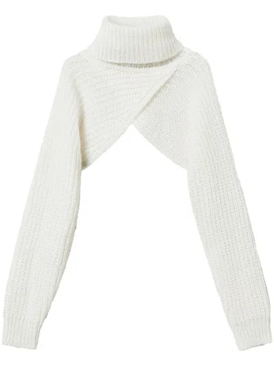 Twinset Roll-neck Knit Shrug In White