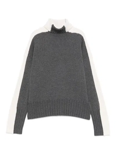 Twinset Roll-neck Panelled Sweater In Gray