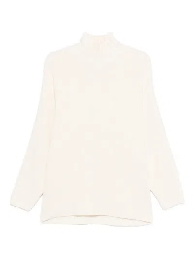 Twinset Roll-neck Ribbed-knit Jumper In White