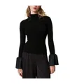 Twinset Black Sweater With Mock Neck And Flared Cuffs In Viscose Blend Woman In Black