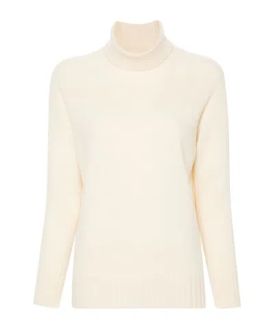 Twinset Roll-neck Wool-cashmere Blend Jumper In Cream