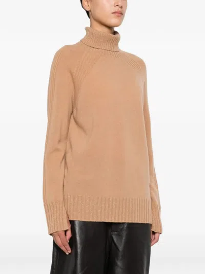Twinset Roll-neck Raglan-sleeve Sweater In Brown