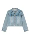 Twinset Rose-embellished Denim Jacket In Blue
