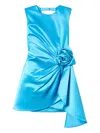 Twinset Rose-embellished Sleeveless Mini Dress In Blue