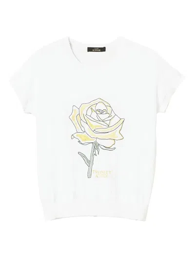 Twinset Rose Graphic-print T-shirt In White