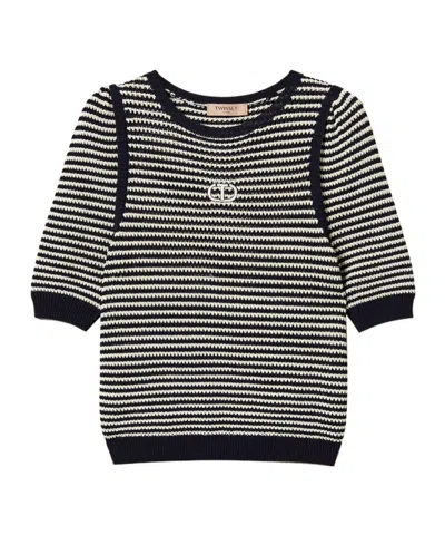 Twinset Round-collar Short-sleeve Sweater In Black