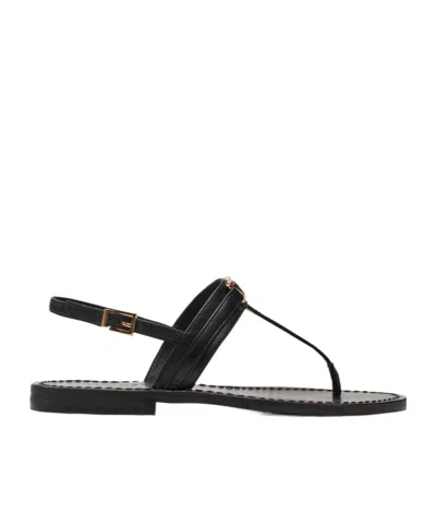 Twinset Round-headed Flat Sandals In Black