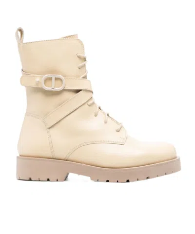 Twinset Round-headed Short Boots In Nude