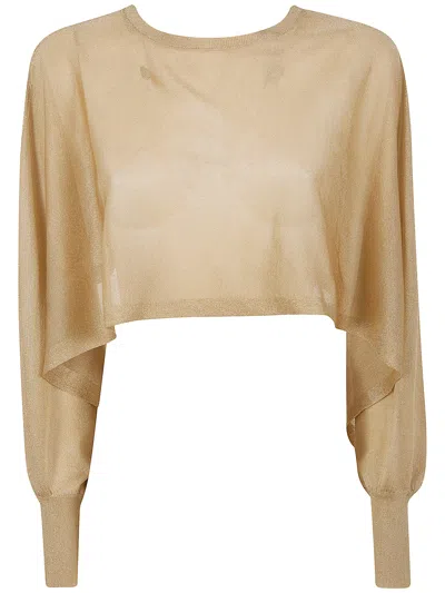 Twinset Round Neck Cropped Sweater In Nude
