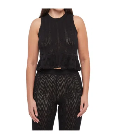 Twinset Round Neck Hollow Vest In Black