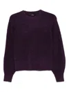 Twinset Twin-set Relaxed Fit Sweater With Puffed Sleeves And Cropped Hem In Purple