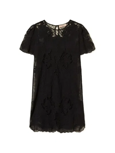 Twinset Round-neck Mini Dress In Black