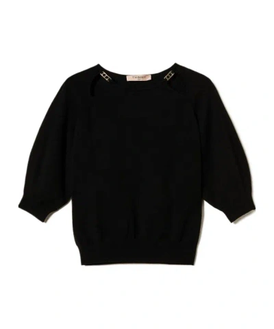Twinset Round Neck Sweater In Black