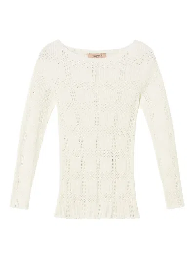 Twinset Round Neck Sweater In Neutral