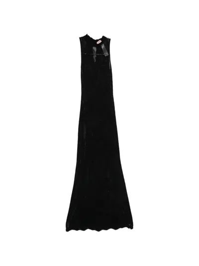 Twinset Round-neck Maxi Dress In Black