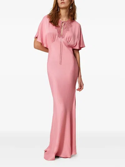 Twinset Royale Satin Dress In Cashmere Rose In Pink