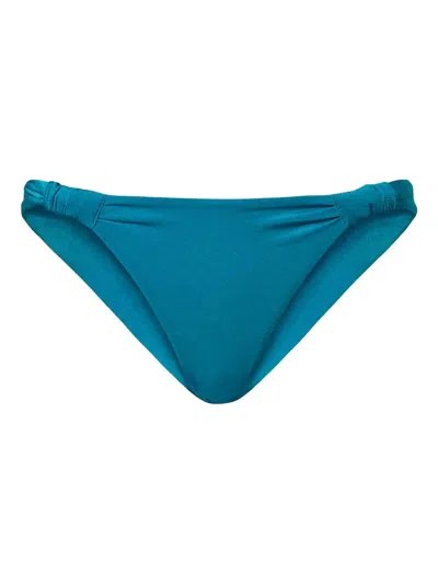 Twinset Ruched Brazilian Bikini Bottom In Blue