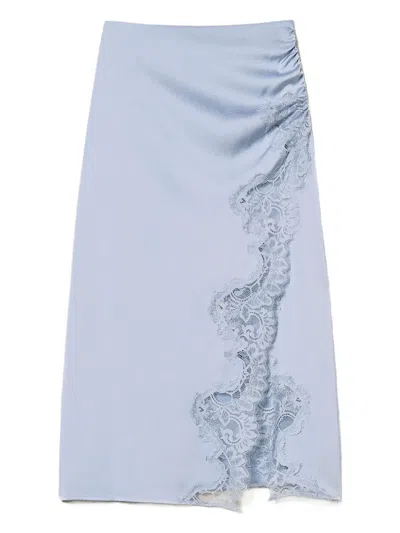 Twinset Ruched Lace-embellished Skirt