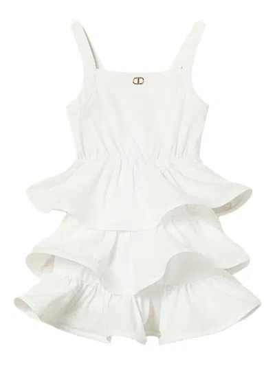 Twinset Kids' Ruffle-detail Dress In White