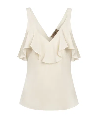 Twinset Ruffle Detail Tank Top In White