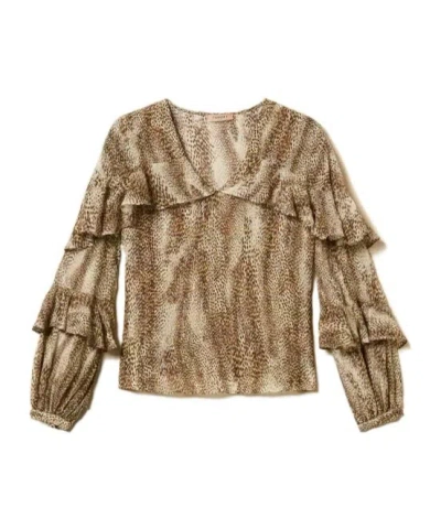 Twinset Ruffle-detail Top In Brown
