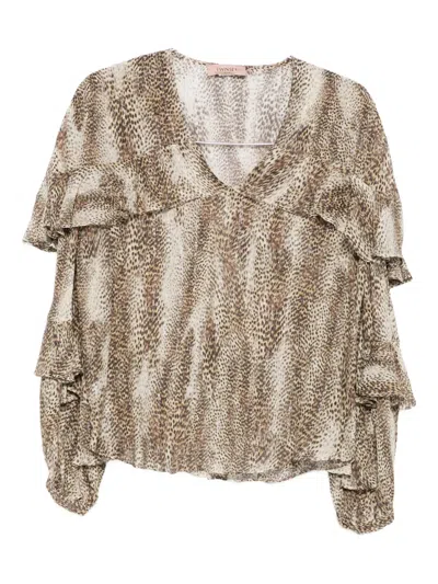 Twinset Ruffle-detail Top In Neutral