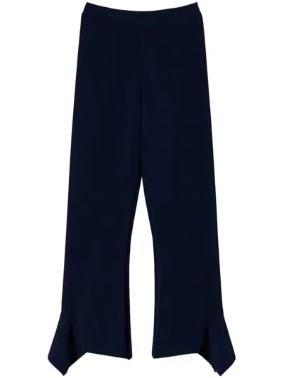 Twinset Ruffle-detail Trousers In Blue