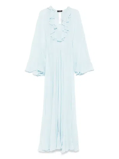 Twinset Ruffle-detailed Maxi Dress In Blue