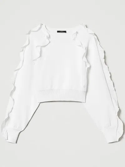 Twinset Ruffle-detailed Sweater In Weiss