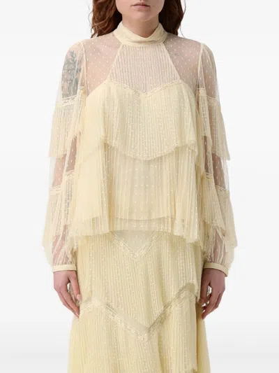 Twinset Ruffle-detailing Blouse In Yellow