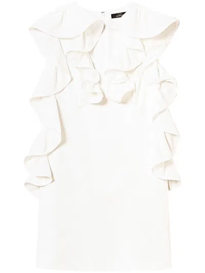 Twinset Ruffle-detailing Dress In White