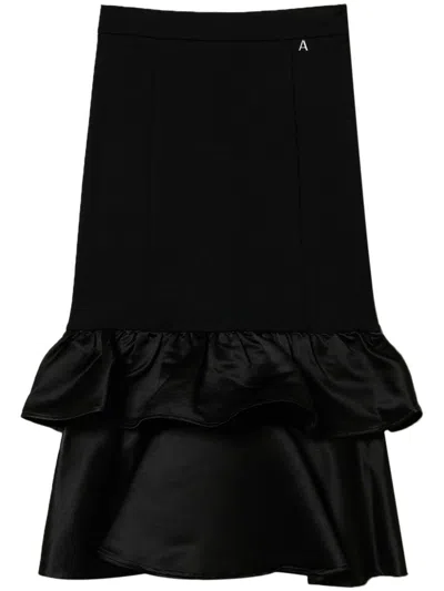 Twinset Ruffle-detailing Midi Skirt In 黑色