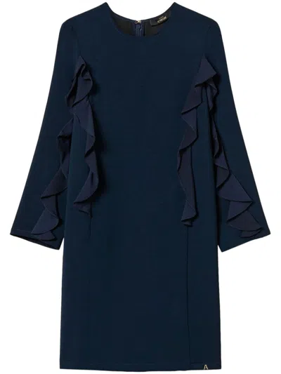 Twinset Ruffle-detailing Mini Dress In Blue