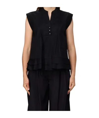 Twinset Ruffle Hem Vest In Black