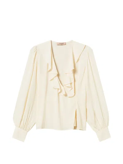 Twinset Ruffled Blouse In Neutral