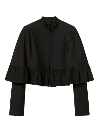 Twinset Ruffled Cape Jacket In Black