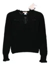 Twinset Ruffled-cuff Knit Sweater In Black