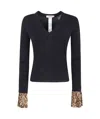 Twinset Twin-set V Neck With Animalier Print In Black