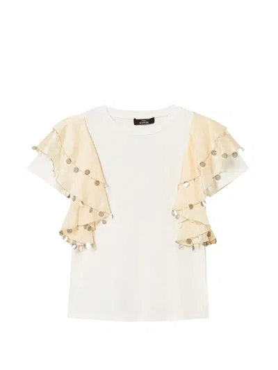 Twinset Ruffled Embellished T-shirt In Multi