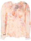 Twinset Ruffled Floral-print Blouse In Orange