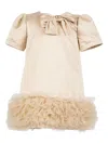 Twinset Ruffled-hem Bow-detail Dress In Neutral