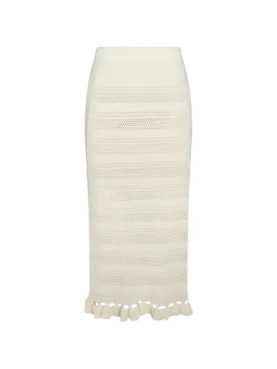 Twinset Ruffled-hem Midi Skirt In Neutral